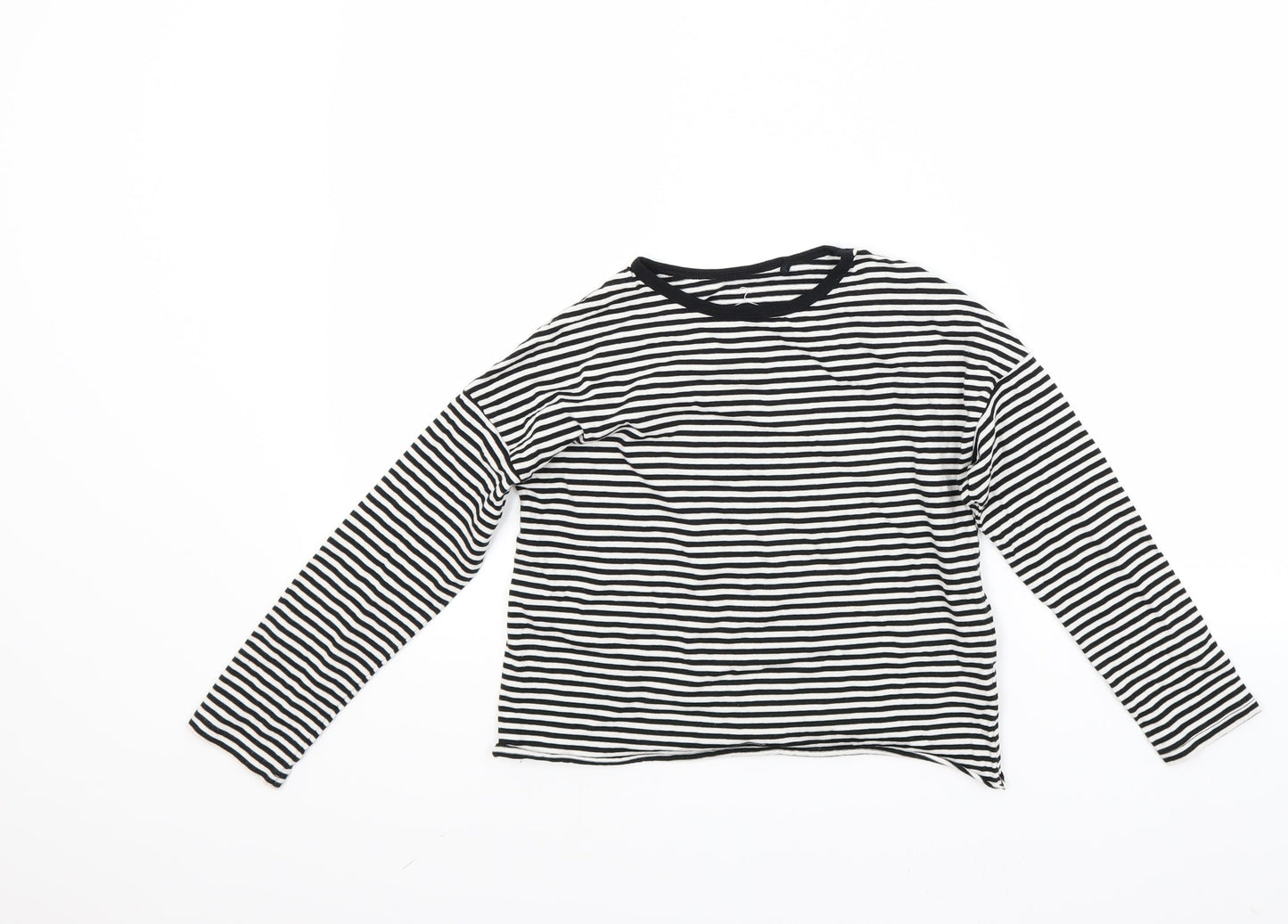 NEXT Girls White Striped  Pullover Sweatshirt Size 7-8 Years