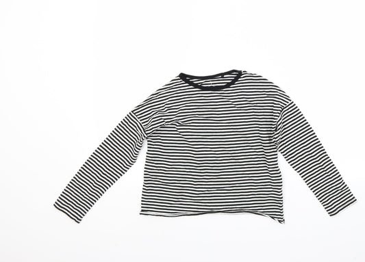 NEXT Girls White Striped  Pullover Sweatshirt Size 7-8 Years