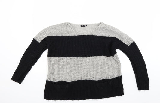 Brave Soul Womens Grey Striped  Pullover Jumper Size 10