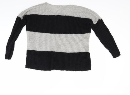 Back view of Brave Soul women’s grey striped jumper, size UK 10