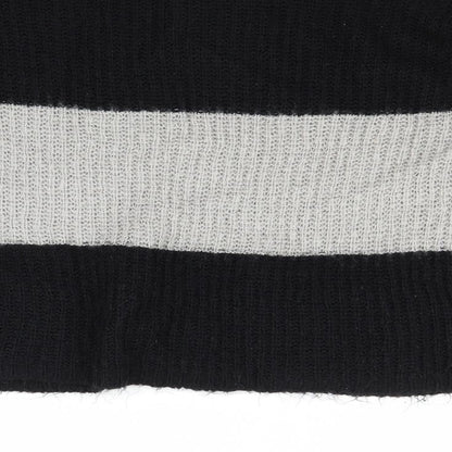 Brand and care label for Brave Soul women’s grey striped jumper, size UK 10