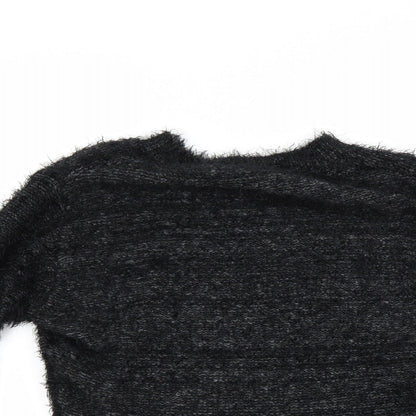 Close-up detail of Preworn women’s black jumper, size S