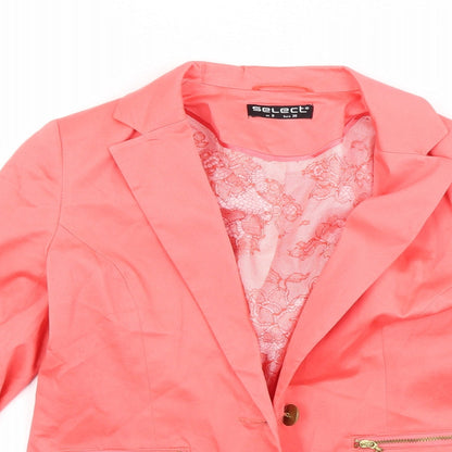 Close-up detail of Select women’s red jacket coat, size UK 8