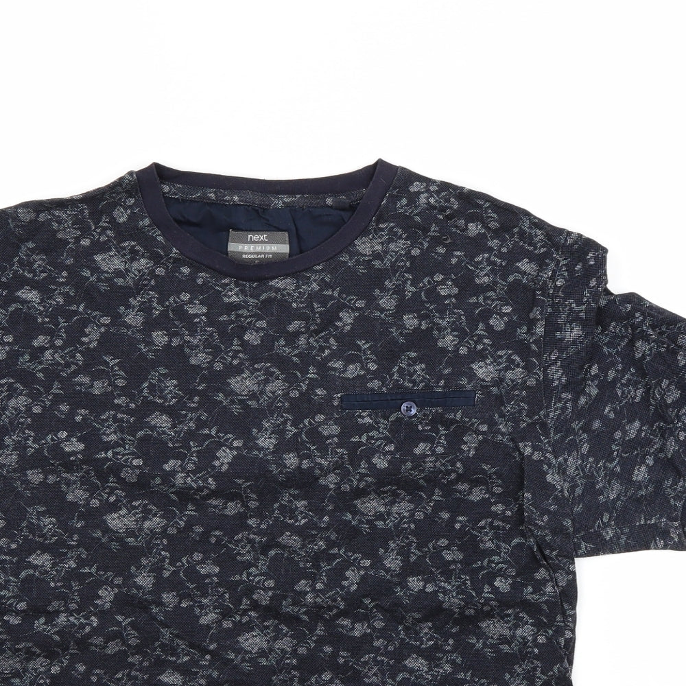 NEXT Womens Blue Floral  Basic T-Shirt Size S