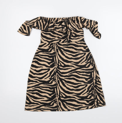 Additional front view of Misguided women’s multicoloured animal print a-line, size UK 6