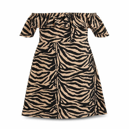 Front view of Misguided women’s multicoloured animal print a-line, size UK 6
