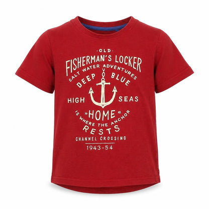 Front view of Tu boys’ red basic t-shirt, size 4, years