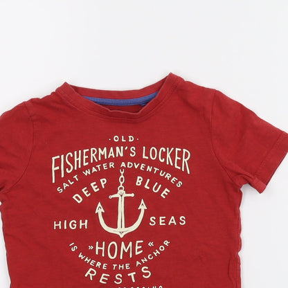 Close-up detail of Tu boys’ red basic t-shirt, size 4, years