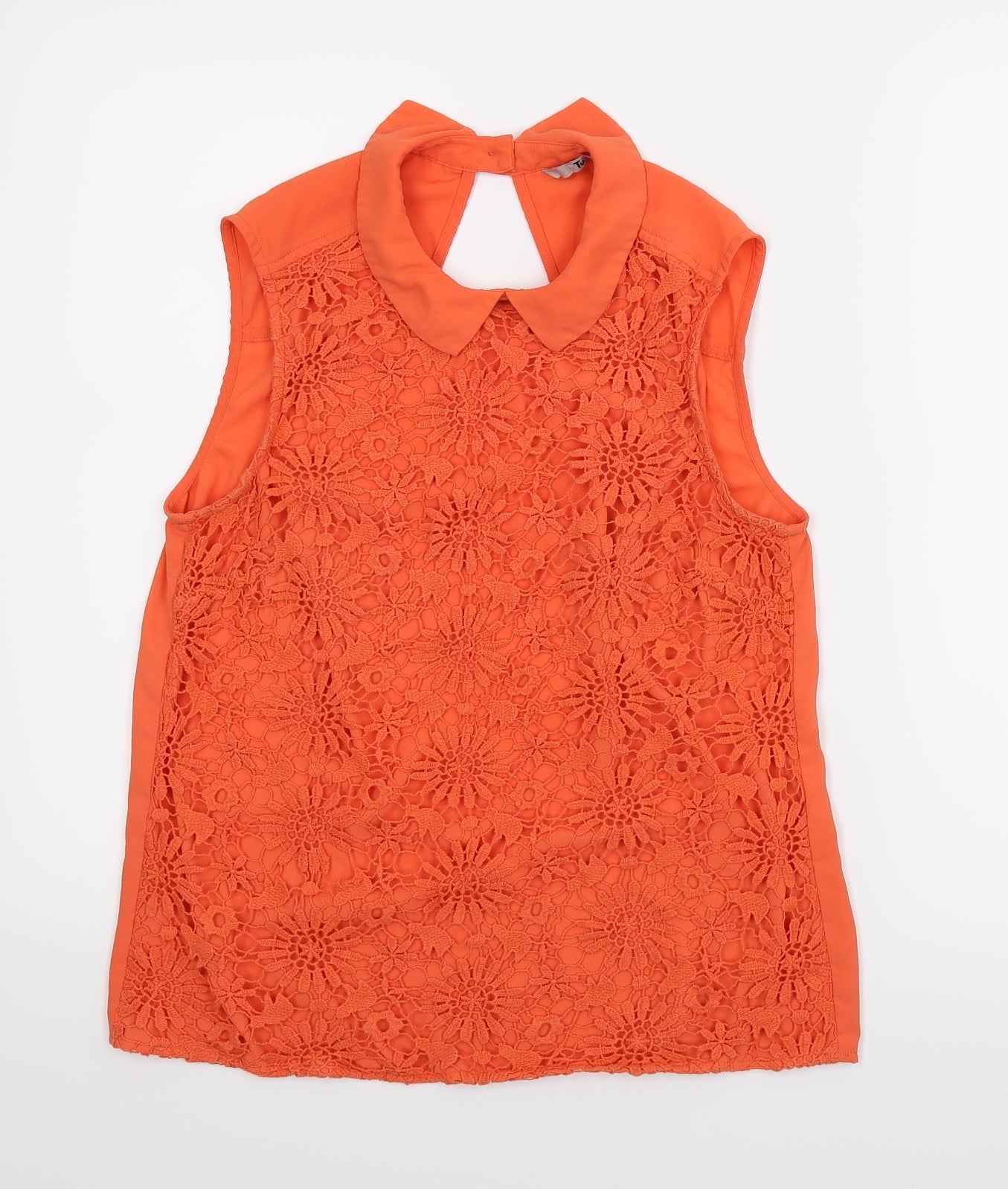 TU  Womens Orange Floral  Basic Blouse Size 10