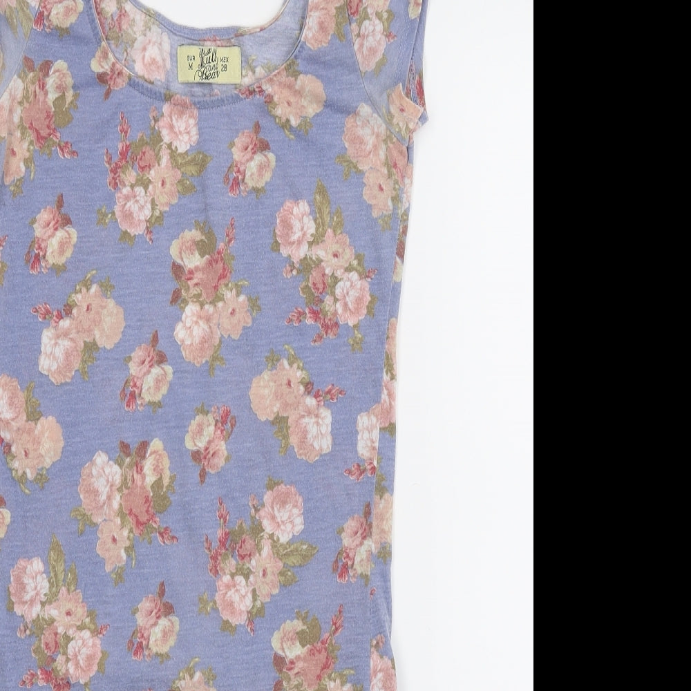 Pull and Bear Womens Blue Floral  A-Line  Size M