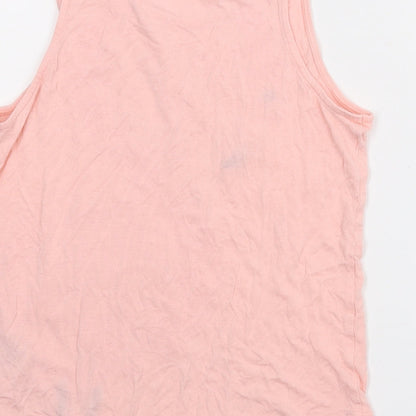 Brand and care label for H&M girls’ pink basic tank, size 11, years
