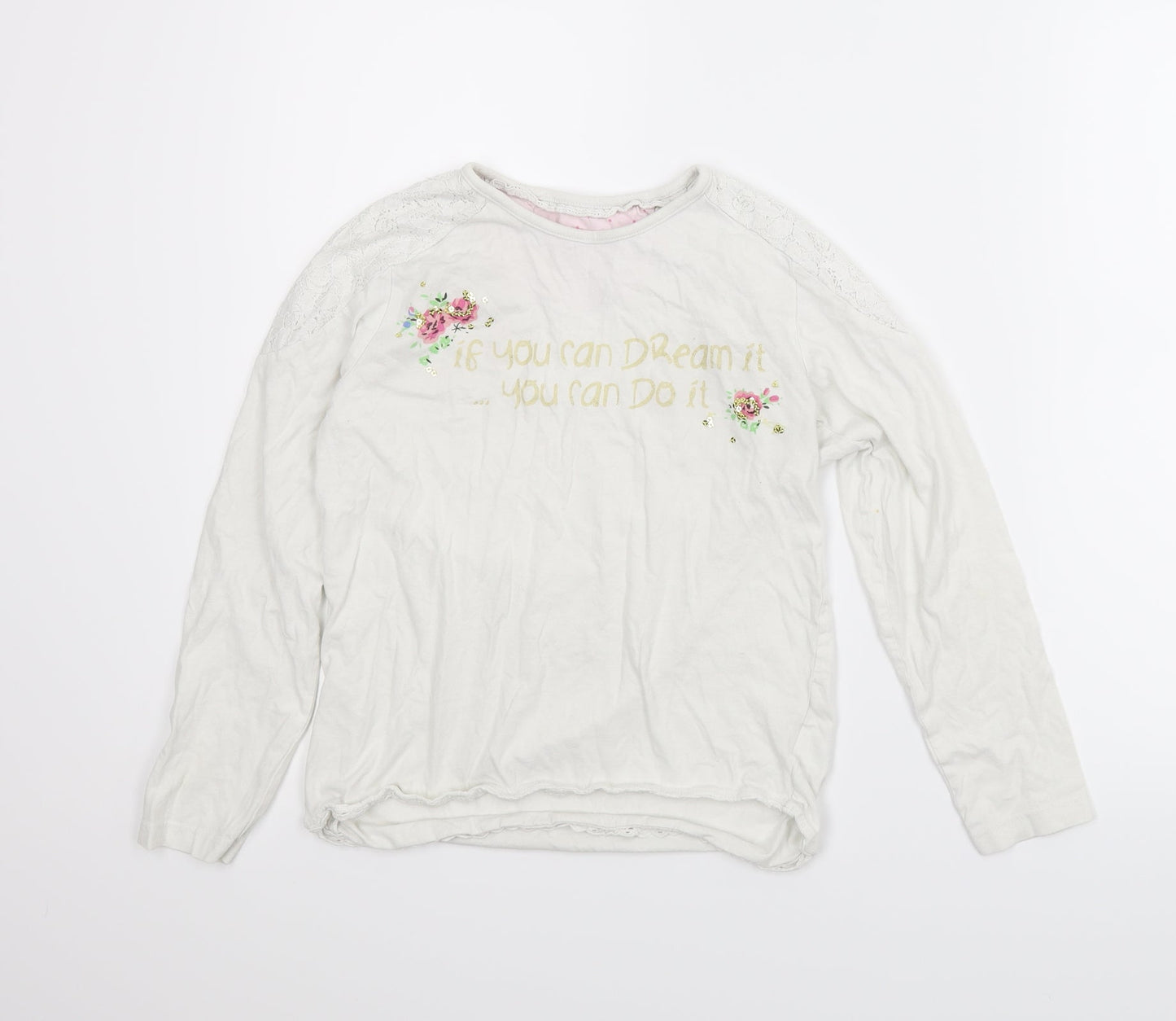 YD Girls White   Basic T-Shirt Size 11-12 Years