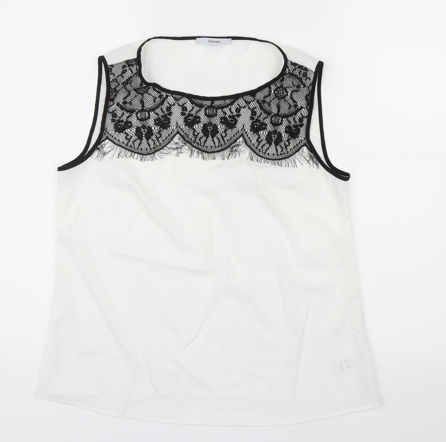 George Womens White   Basic Blouse Size 10  - Lace detail