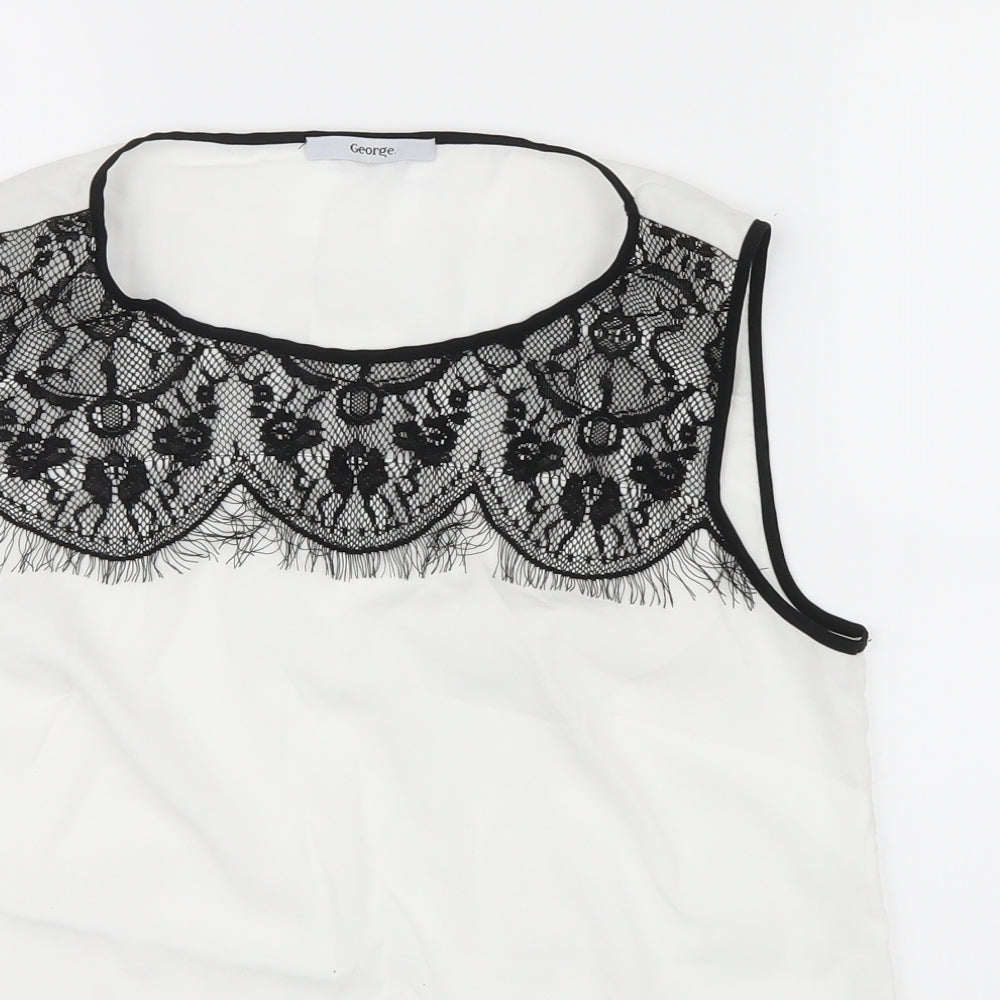 George Womens White   Basic Blouse Size 10  - Lace detail
