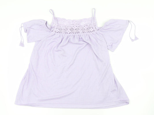 George Womens Purple   Basic Blouse Size 8