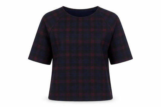 New Look Womens Blue Check  Basic T-Shirt Size 10
