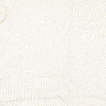 Brand and care label for Bebe Paris women’s gold knit jumper, size M