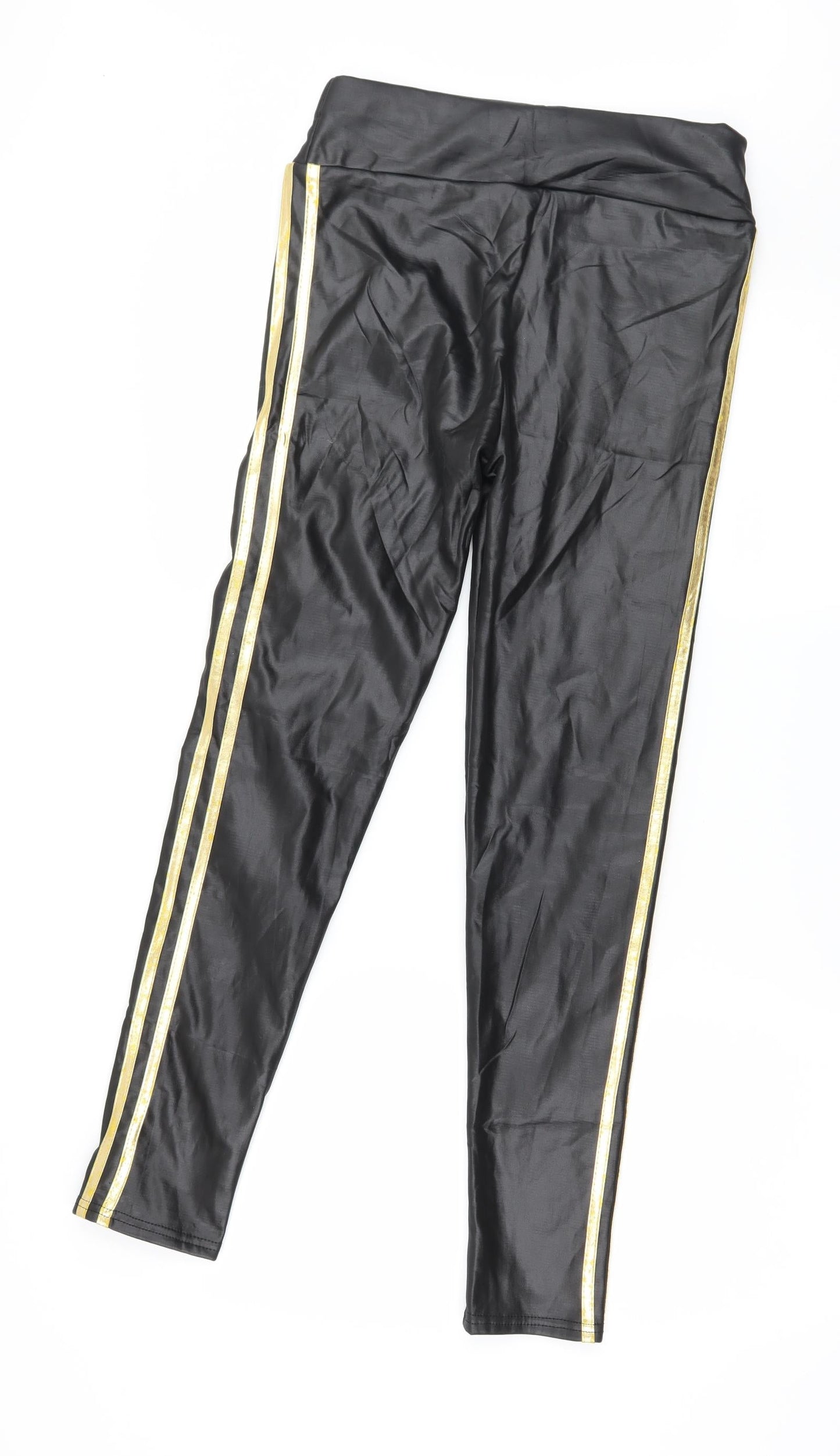 Preworn Womens Black Striped  Capri Leggings Size 30 in L28 in