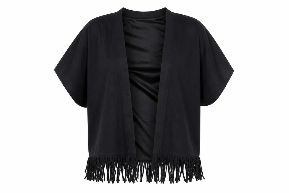 Cherry Couture Womens Black  Velour Kimono Blouse Size S