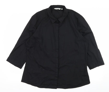 Front view of Peacocks women’s black basic button-up, size UK 18