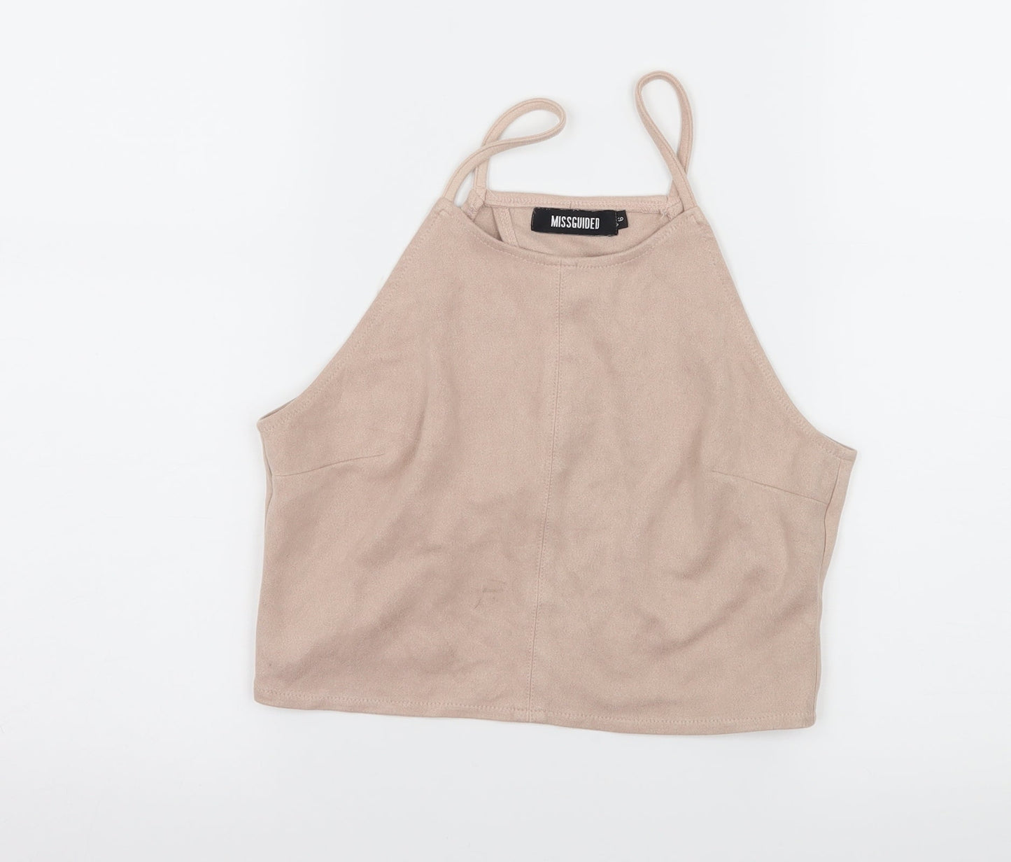 Missguided Womens Ivory  Velour Basic Tank Size 6  - open back
