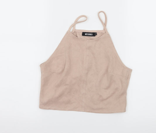 Missguided Womens Ivory  Velour Basic Tank Size 6  - open back