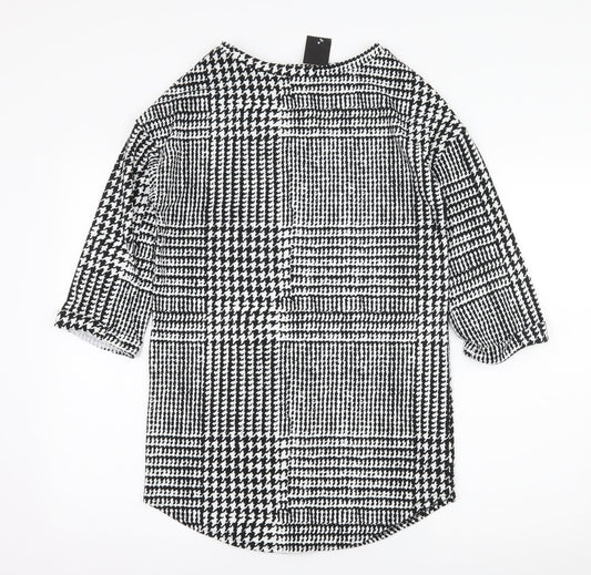 F&F Womens Black Houndstooth Jersey Pullover Sweatshirt Size 6