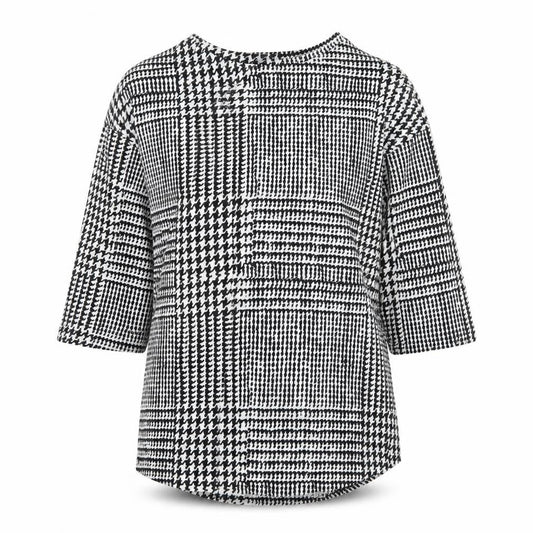 F&F Womens Black Houndstooth Jersey Pullover Sweatshirt Size 6