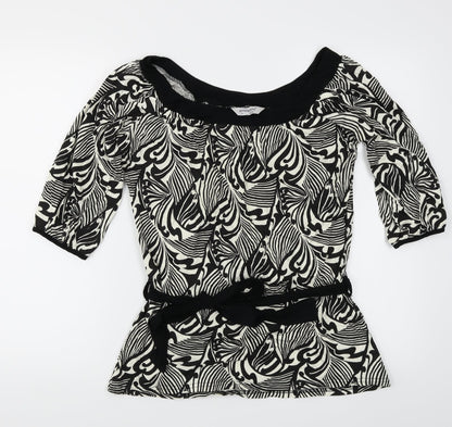Front view of Atmosphere women’s black paisley basic t-shirt, size UK 14