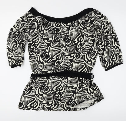 Back view of Atmosphere women’s black paisley basic t-shirt, size UK 14