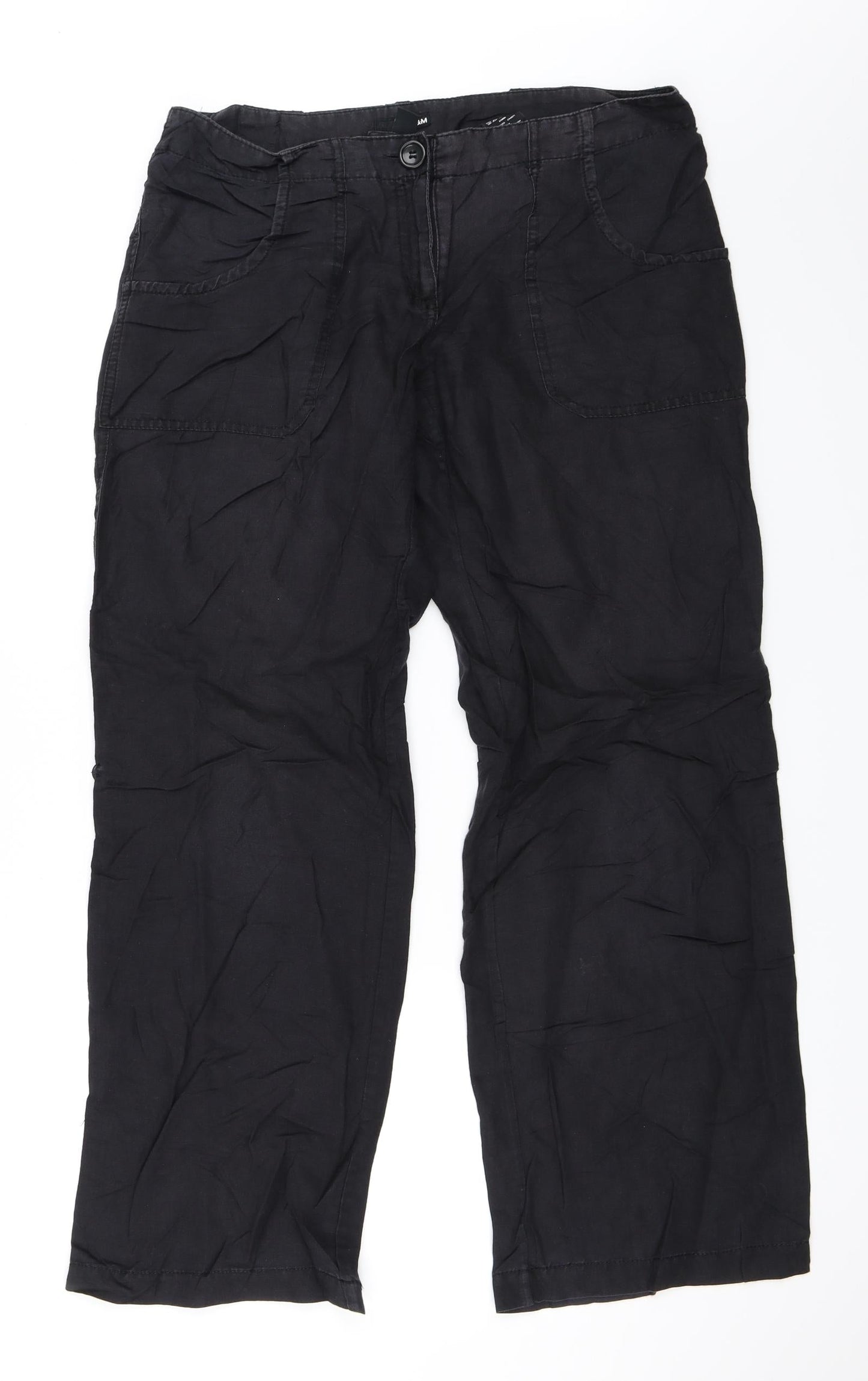 H&M Womens Black   Trousers  Size 40 L31 in