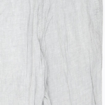 Close-up detail of Blue Harbour women’s grey trousers, size UK 40, in, 31-inch leg