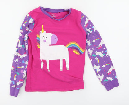 Additional front view of Harry Bear girls’ pink solid top pyjama top, size 8, years - unicorns