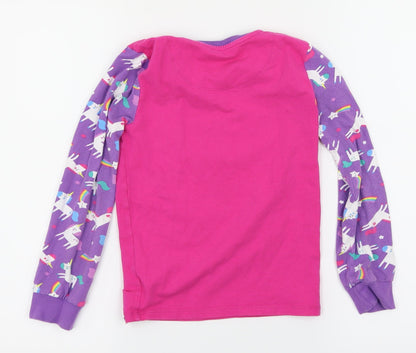 Back view of Harry Bear girls’ pink solid top pyjama top, size 8, years - unicorns