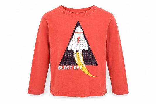 Front view of Nutmeg boys’ red basic t-shirt, size 7, years
