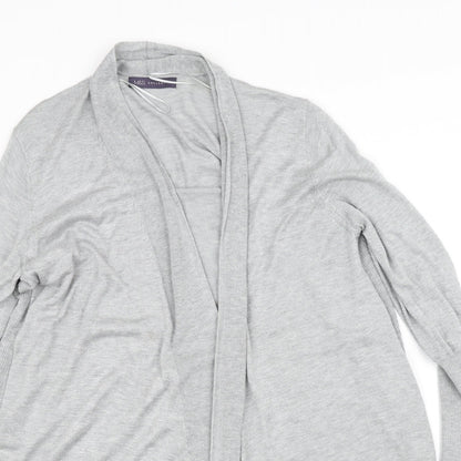 Close-up detail of Marks & Spencer women’s grey cardigan jumper, size UK 12