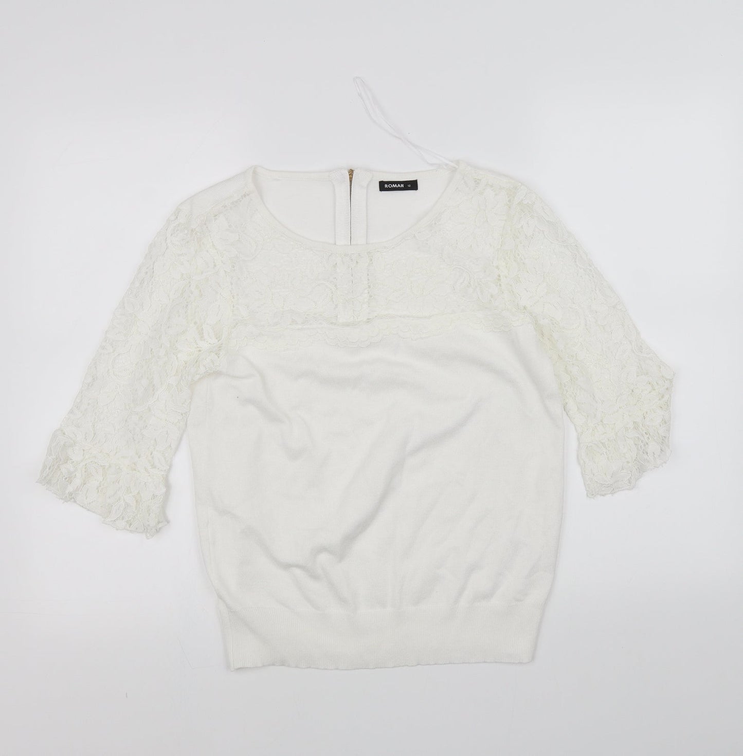 Roman Womens White   Basic Blouse Size 12