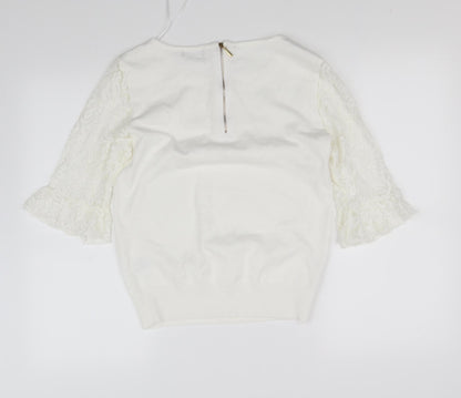 Back view of Roman women’s white basic blouse, size UK 12