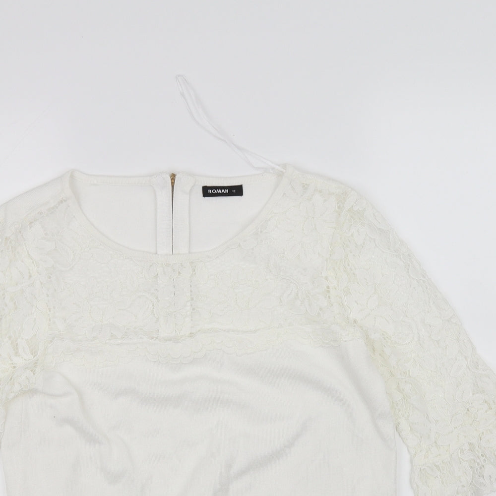 Roman Womens White   Basic Blouse Size 12