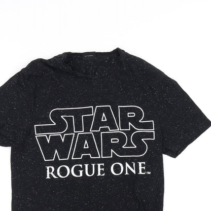 Close-up detail of Star Wars women’s black basic t-shirt, size XS