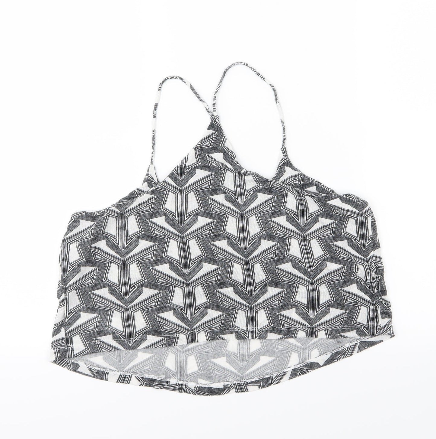 Topshop Womens Grey Geometric Jersey Cropped Tank Size 14