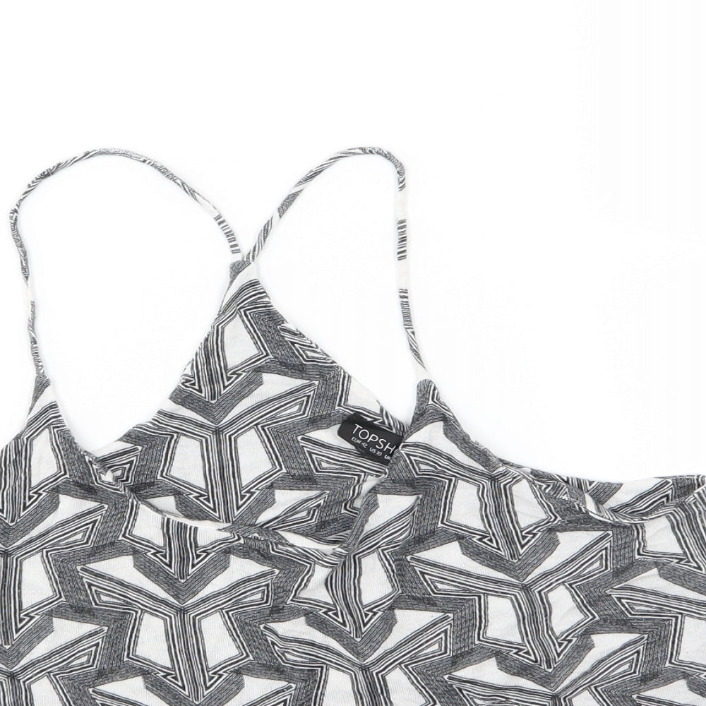 Topshop Womens Grey Geometric Jersey Cropped Tank Size 14