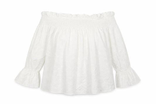 Front view of Select women’s white floral basic blouse, size UK 8