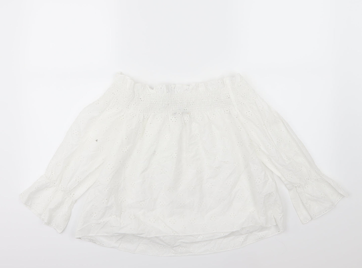 Select Womens White Floral  Basic Blouse Size 8