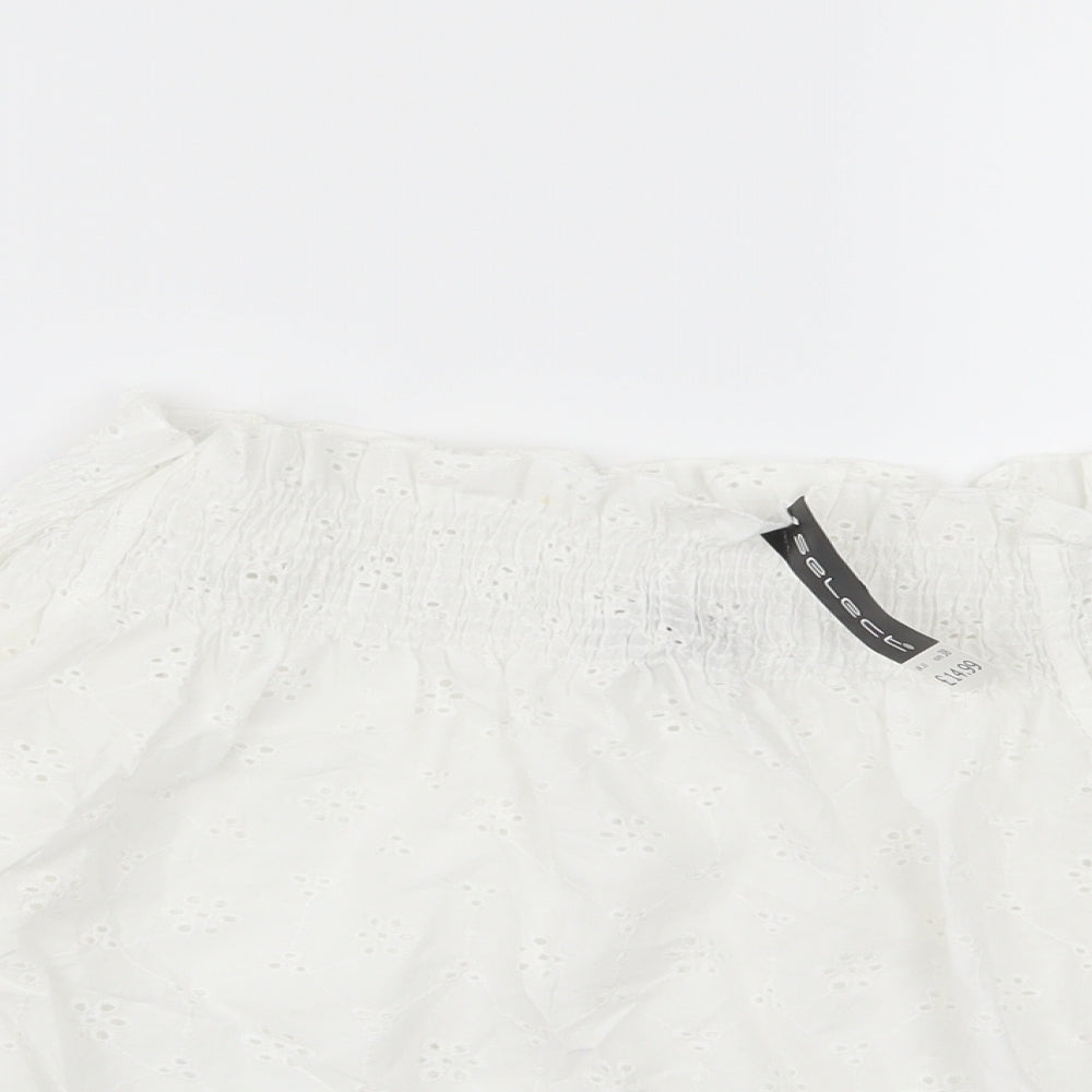 Select Womens White Floral  Basic Blouse Size 8
