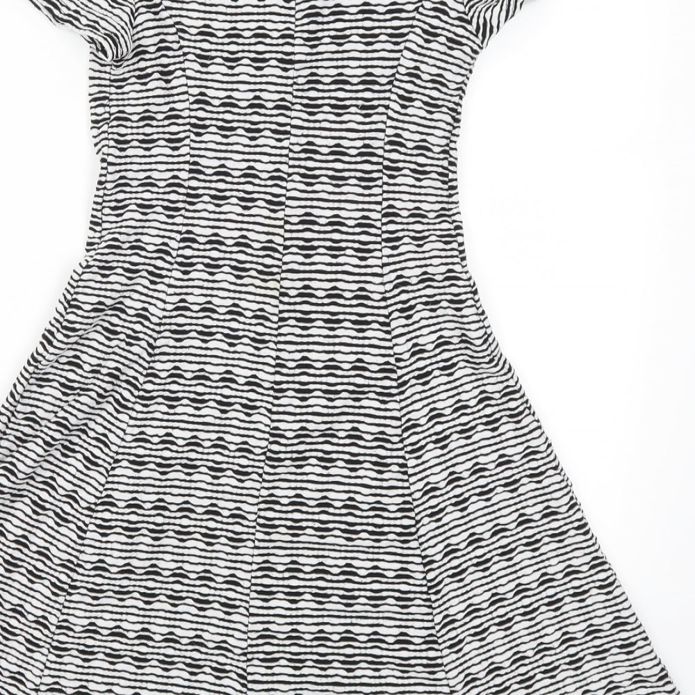New Look Womens Grey Striped  Skater Dress  Size 6