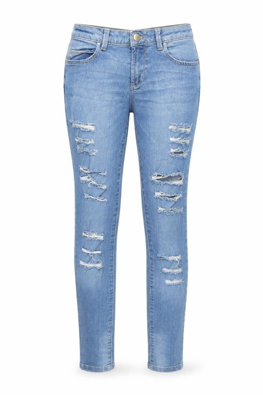 Front view of Denim Co women’s blue denim skinny jeans, size UK 8, 29-inch leg