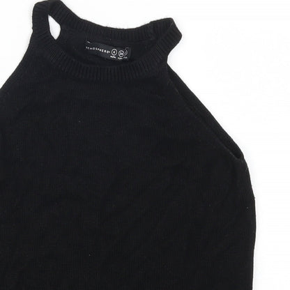 Close-up detail of Atmosphere women’s black basic tank, size UK 6