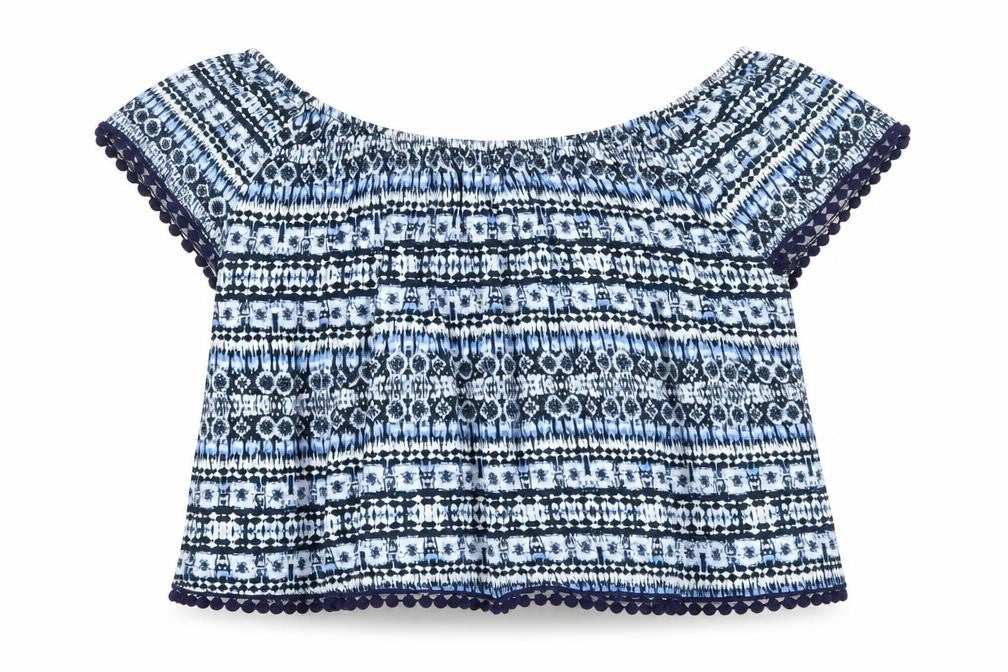Atmosphere Womens Blue Geometric  Basic T-Shirt Size 12