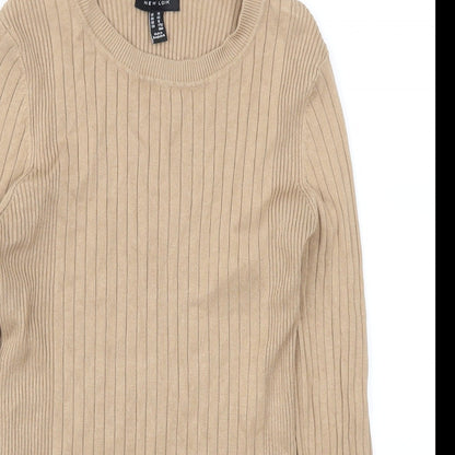 Close-up detail of New Look women’s beige jumper, size UK 14